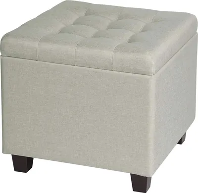 Immagine prodotto di Poggiapiedi Beck - poggiapiedi con contenitore - sgabello con coperchio - crema - tessuto - 45 x 45 x 41 cm