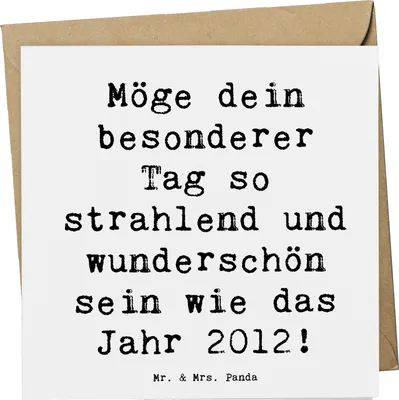 Produktbild von Mr. & Mrs. Panda Grußkarte Spruch 2012 Geburtstag - Weiß - Geschenk, Happy Birthday, Retro, faltkarte, Alter, Geburtstagsgeschenk, doppelkarte, Erinnerungen, Wünsche