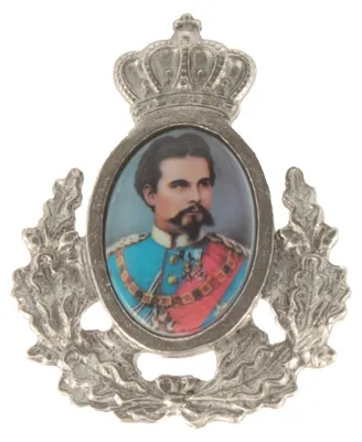 Hutanstecker König Ludwig II. mit Ehrenkranz von Hut-Breiter in bunt