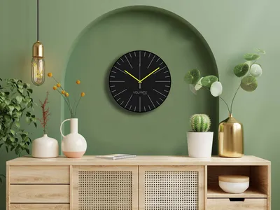 Produktbild von Opviq, 1T261214 - Syh3Sarı, Dekorative Wanduhr, Schwarz, 100 % KUNSTSTOFF, 35 x 35 cm
