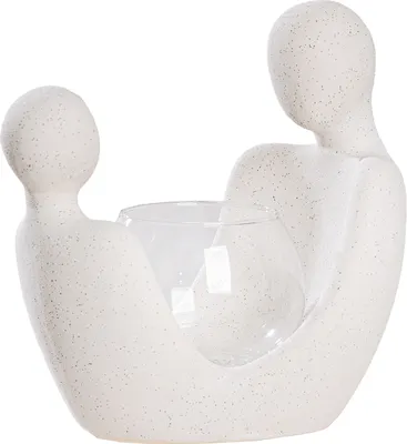 Immagine prodotto di Gilde Windlicht, "People", Glas, Keramik, weiß, VE 2, L. 12.5 cm, B. 19.5 cm, H. 19 cm 58775 4063387587751