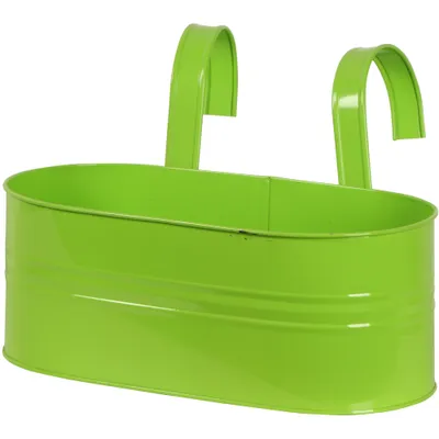 Produktbild von Siena Garden Blumenkasten oval, grün, 39 x 16,5x 14,5 cm Stahlblech, mit fest montierten Haltern