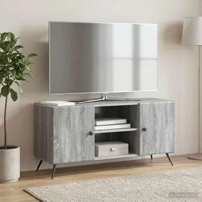 Obrázok produktu pre Maison Exclusive – TV skrinka, rozmer 102 x 34,5 x 50 cm, materiál: drevotrieska, farba: svetlosivá (Sonoma)