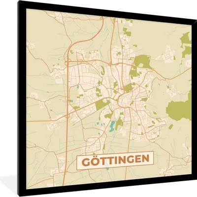 Produktbild von MuchoWow® Gerahmtes Poster Göttingen - Jahrgang - Karte - Stadtplan 40x40 cm - Poster mit Schwarzem Bilderrahmen Wandposter Rahmen Foto Bilder - Mit Rahmen - Wanddekoration Schlafzimmer