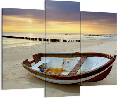 Produktbild von Bild auf Leinwand - Leinwandbild - Strand Boot Ostsee Sommer - 130x100cm - Wand Bild - Wanddeko - Leinwanddruck - Bilder - Kunstdruck - Wanddekoration - Leinwand bilder - Wandkunst - CB130x100-0515