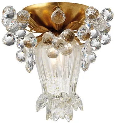Produktbild von Casa Padrino Luxus LED Deckenleuchte Gold Ø 15 x H. 17 cm - Deckenleuchte mit edlem Swarovski Kristallglas - Wohnzimmer Deckenleuchte - Hotel Deckenleuchte
