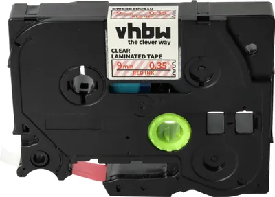 Produktbild von vhbw Schriftband-Kassette kompatibel mit Brother PT 1100ST, 1120, 1100, 1100SB, 1100SBV Etiketten-Drucker 8m x 9mm Rot auf Transparent, Laminiert