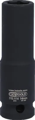 Produktbild von KS TOOLS 515.1114-E 1/2" Sechskant-Kraft-Stecknuss, lang, 14mm, auf Hänger