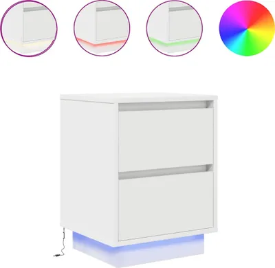 Produktbild von Nachttische mit LED-Leuchten 2 Stk. Weiß 38x34x50 cm