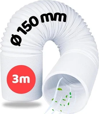 Obrázek produktu pro Vypouštěcí hadice 150 mm - flexibilní hadice pro mobilní klimatizační systémy a sušičky prádla - 3 metry