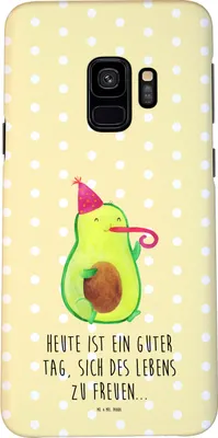 Produktbild von Mr. & Mrs. Panda Samsung Galaxy S9 Handyhülle Avocado Feier - Gelb Pastell - Geschenk, Cover, Party, Geburtstag, Tröte, Handy Case, Schutzhülle, Hülle, Fete