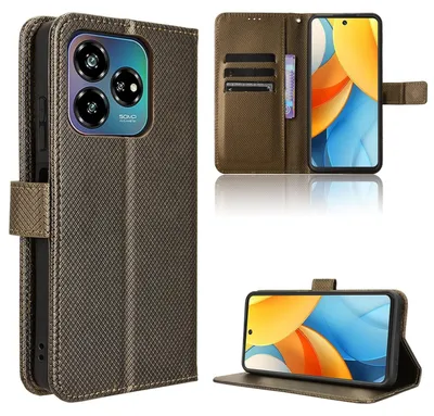 Obrázek produktu pro Pro ZTE Blade V60 Vita / Axon 60 Lite Diamond Textured Art Kožené pouzdro na mobilní telefon Brown