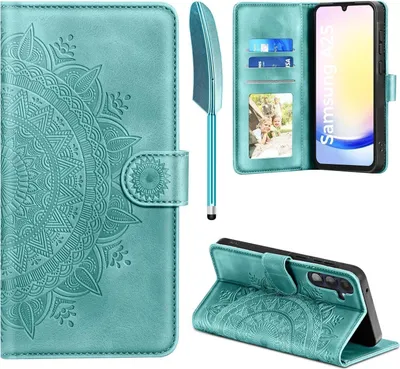 Image de EASDNB Samsung Galaxy A25 Housse en cuir Flip Wallet Case Vert