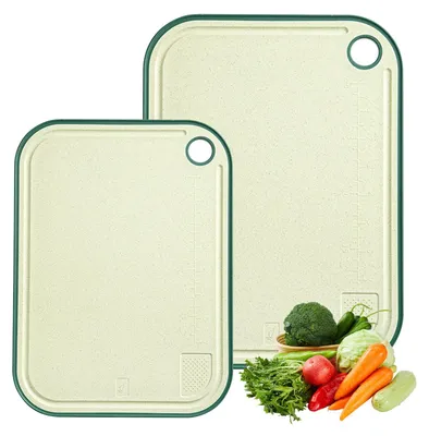 Schneidebrett-Set aus Weizenstroh, 2 Größen, spülmaschinengeeignet