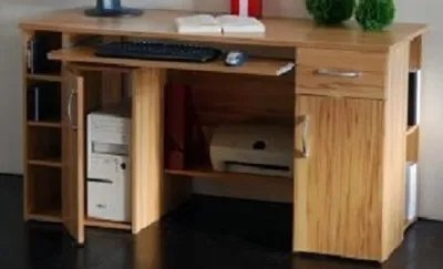 Produktbild von bv-vertrieb.de Schreibtisch Kernbuche mit Tastaturauszug und Druckerfach 138 x 60 x 74 cm