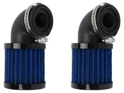 Image de Filtre à air universel pour moto, 28 à 48 mm, compatible avec les cyclomoteurs 50 cm³, 70 cm³, 90 cm³ et 125 cm³, les scooters, les quads et les motos tout-terrain – Noir, Bleu
