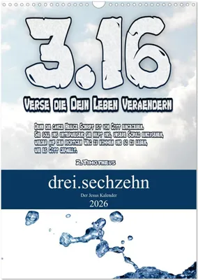 Produktbild von drei.sechzehn - Der Jesus Kalender (Wandkalender 2026 DIN A3 hoch), CALVENDO Monatskalender