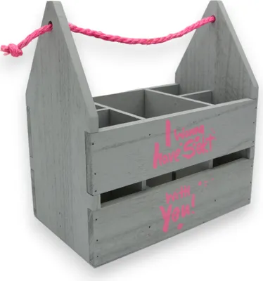 Produktbild von UNUS Flaschenhalter grau "I wanna have sekt with you" Holz Frauenhandtasche