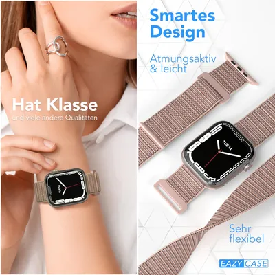 Produktbild von EAZY CASE Apple Watch Armband Nylon 44mm/45mm/49mm verstellbares Ersatzarmband, iWatch Serie, Sportarmband in Gold