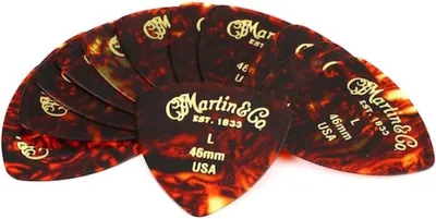 Imagen del producto de Púas de guitarra celuloide - Efecto carey - Juego de 12 - Set de 12 púas - Efecto carey