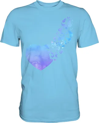 Produktbild von Buntes Frauen Schmetterling T-Shirt – Sky Blue / XXL