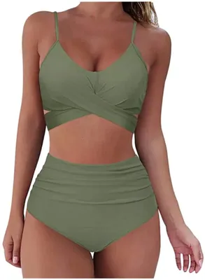 Obrázek produktu pro Bikiny dámská souprava push up crossover zelená S