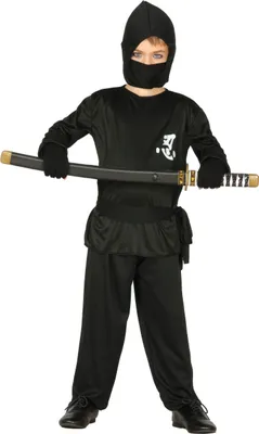 Produktbild von Schwarzes NINJA-Kostüm, japanischer Krieger, Samurai, Karnevalsball, 5-6 Jahre alt