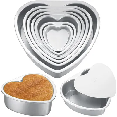 Produktbild von 7-teiliges SetHerzförmige Kuchenform, Springform Herz, 3/4/5/6/7/8/10 Zoll, Backformen mit herausnehmbarem Boden,für Kuchen und Desserts, Backzubehör