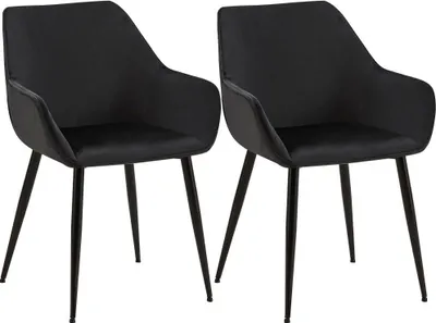 Produktbild von 2-teiliges Esszimmerstuhl-Set – Eimerstühle – Komfort und stilvoller Samt – Schwarz,
