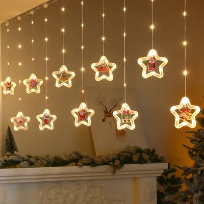 Produktbild von 3m Weihnachten LED Lichtervorhang 8 Lichtmodi Lichterkette Batteriebetrieben für Innen Fenster Party Weihnachtsdeko, Warmweiß