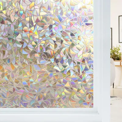 Produktbild von Fensterfolie Blickdicht, Fensterfolie Selbsthaftend Bunt Sichtschutzfolie Fenster, 3D Regenbogen Fenster,ohne Klebstoff UV-Schutz Glasfolie,45 x 200cm