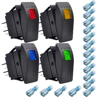 Produktbild von Boot Wippschalter 4pcs 12V/20A,24V/10A, Kippschalter+16pcs Anschlussklemmen