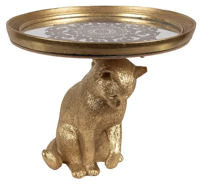 Productafbeelding van Clayre & Eef Decoratieve schaal Kat, Ø 20x16 cm, goudkleurig, polyresin