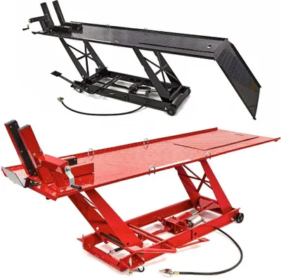 Produktbild von Motorradhebebühne 450kg 18-76cm Motorradheber hydr./pneu. Hebebühne Motorrad Wählen Sie Ihre Farbe: Rot