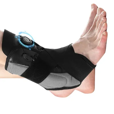 Produktbild von Knöchelorthese mit abnehmbaren Aluminiumstäben, Drehknopf-Verstellung,Fußbandage für Gelenkschmerzen und Sportverletzungen