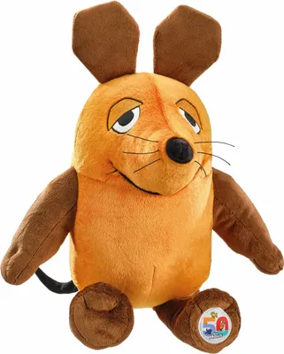 A plush toy mouse sitting down, facing forward.