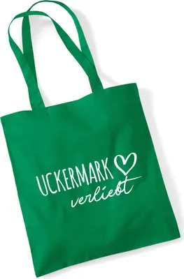 Produktbild von Huuraa Jutebeutel Uckermark verliebt 10 Liter Kelly Green Baumwolle Tasche Geschenkidee