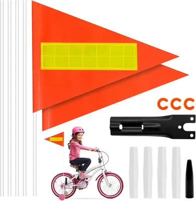 Productafbeelding van Fietsvlag kinderen 180 cm - Reflecterend - Oranje