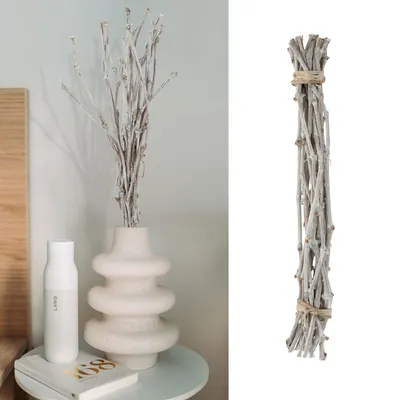 Produktbild von Dekobündel Weinzweige 60cm weiß Dekostange Holzstange mit Juteseil Astbündel Holzbündel
