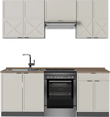 Produktbild von Küchenzeile Vicco Fame-Line GrauBeige/Anthrazit 200 cm , AP Eiche, Model 50481