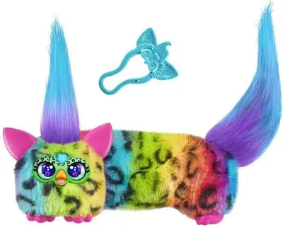 Zdjęcie produktu dla Furby DJ Furblets Rain-Bow-Kat, Mini Pluszowa Zabawka Elektroniczna, 45 Dźwięków i Muzyki, Zabawka dla Dzieci, Od 6 lat