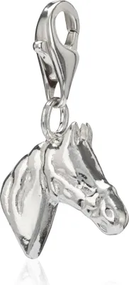 Produktbild von Damen Charm-Anhänger Pferdekopf 925 Silber 10x10mm Amulett für Bettelarmband