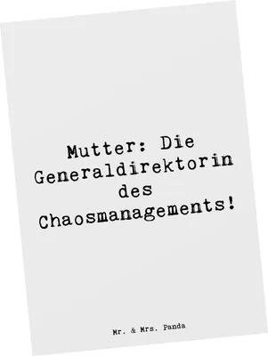Produktbild von Mr. & Mrs. Panda Postkarte Spruch Mutter Chaosmanagerin - Weiß - Geschenk, Mutterliebe, Alltag, Dankeschön, Humor, bildkarte, Augenblicke, Ansichtskarte, Geschenke, Chaos