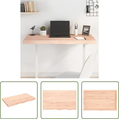 Produktbild von The Living Store Tischplatte 100x60x(2-6) cm Massivholz Eiche Unbehandelt