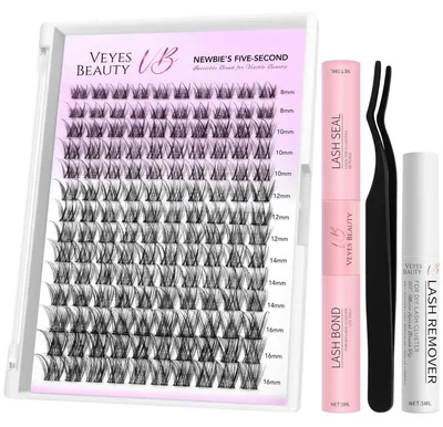 Obrázok produktu pre Sada na predlžovanie rias – klastre, 8-16 mm, vrátane lepidla a pinzety