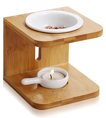 Aromalampe aus Bambus & Keramik, 12x12x11,5 cm, 80 ml
