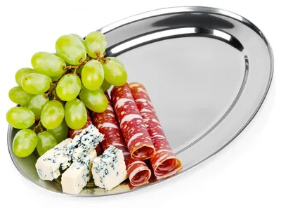 Obrázek produktu pro Vilde | Servírovací tác nerez oválný - 35x23 cm - Podnos na maso - Mísa na jídlo