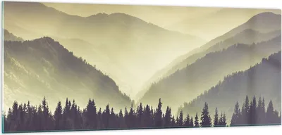 Produktbild von Bilder auf glas - Berge Wald Natur - 100x40cm - Glasbilder - Wandbilder - Kunstdruck - zum Aufhängen bereit - Wanddekoration aus Glas - Glas Bilder - Wandbild auf Glas - Einteilig - GAB100x40-3820