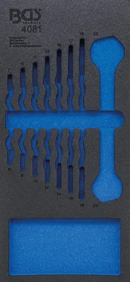 Produktbild von BGS 4081-1 1/3 Werkstattwageneinlage, leer für: Doppelmaulschlüssel-Satz, 6-22 mm, 8-tlg.