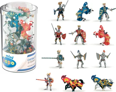Produktbild von Papo 33016 - Mini Ritter (Kunststoffbehälter, 12 Stück) - Spielfigur